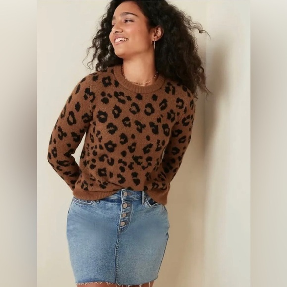 OLD Navy Cozy Leopard-Print Crew-Neck Sweater XXL Tall - Picture 1 of 3